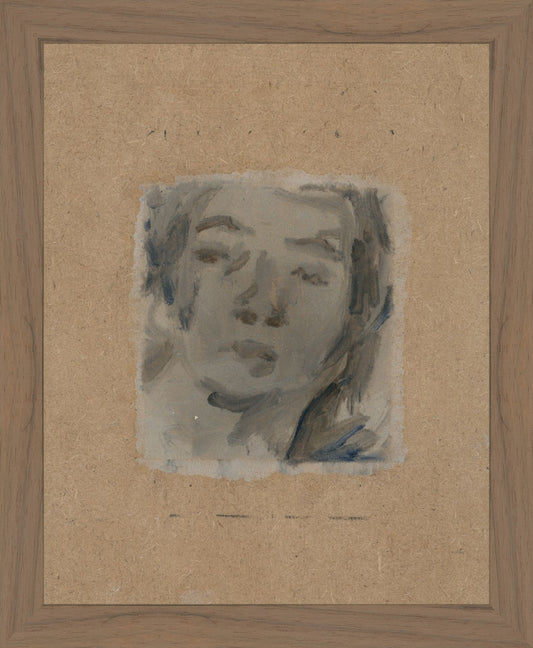 Framed Bemused. Frame: Natural Walnut. Paper: Rag Paper. Art Size: 10x8. Final Size: 11'' X 9''