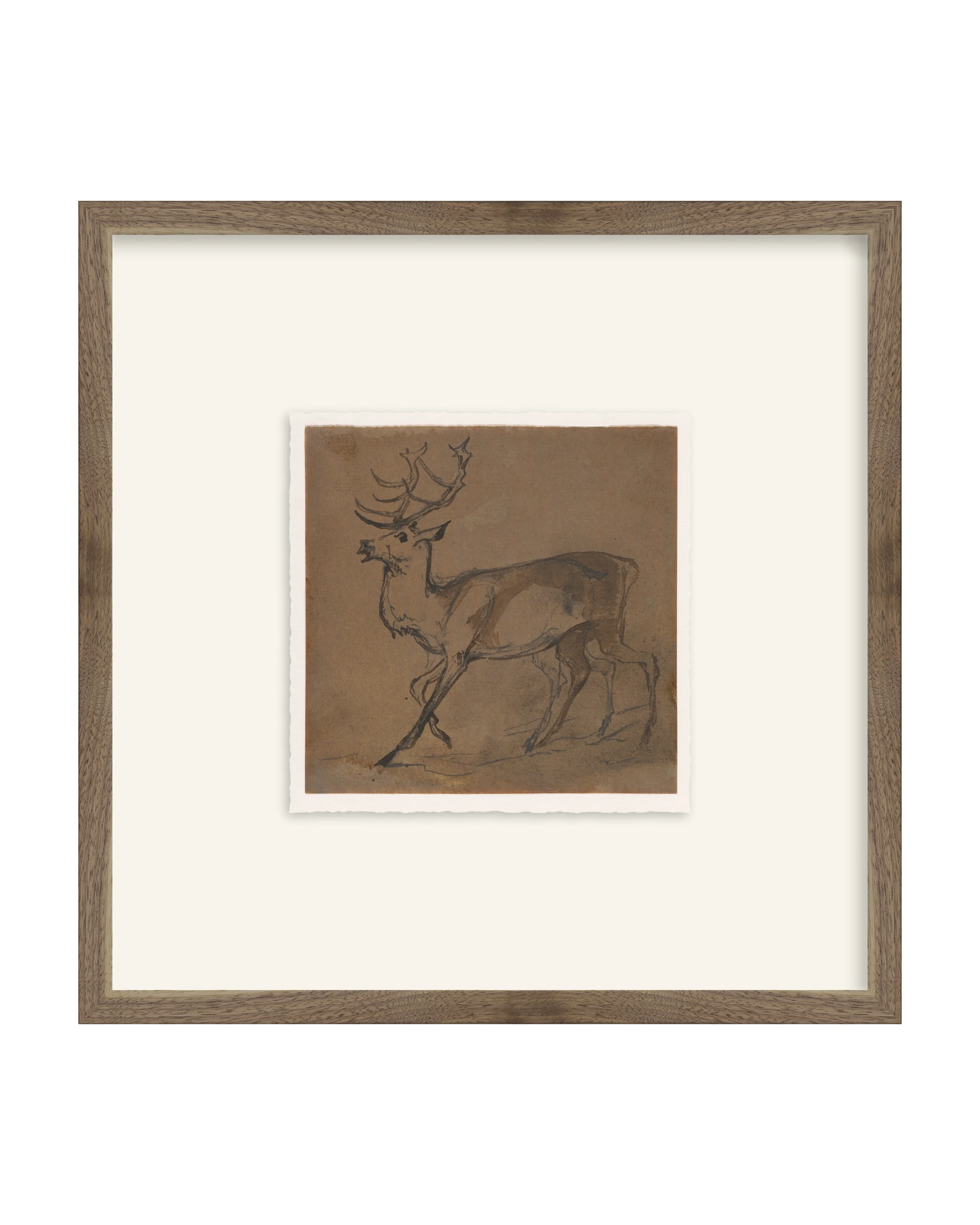 Framed - Matte Walnut - Rag - Warm White Mat / 16.5 x 16.5