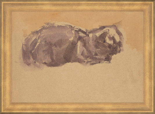 Framed Watercolor Cat. Frame: Timeless Gold. Paper: Rag Paper. Art Size: 7x10. Final Size: 8'' X 11''