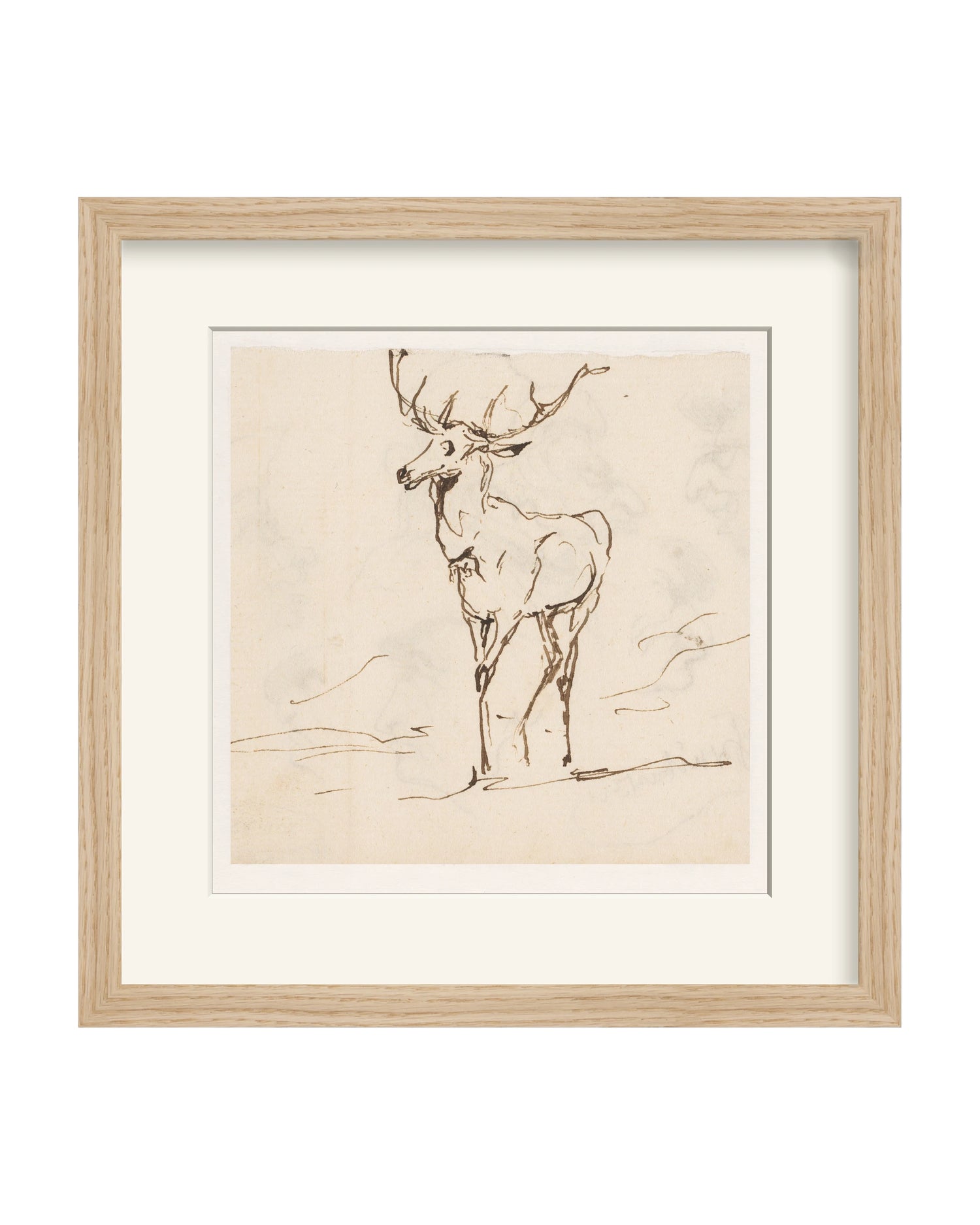 Framed - Matte Oak - Warm White Mat / 14.38 x 14.5 / Rag