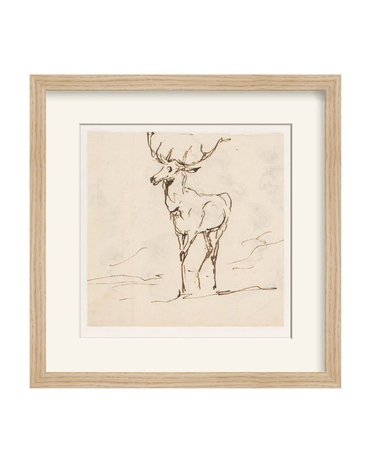 Framed - Matte Oak - Warm White Mat / 14.38 x 14.5 / Rag
