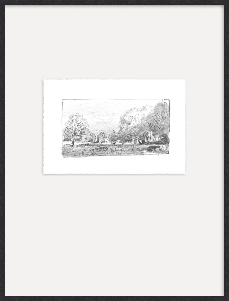 Charcoal Trees 1 - Custom Framed Print with Mat
