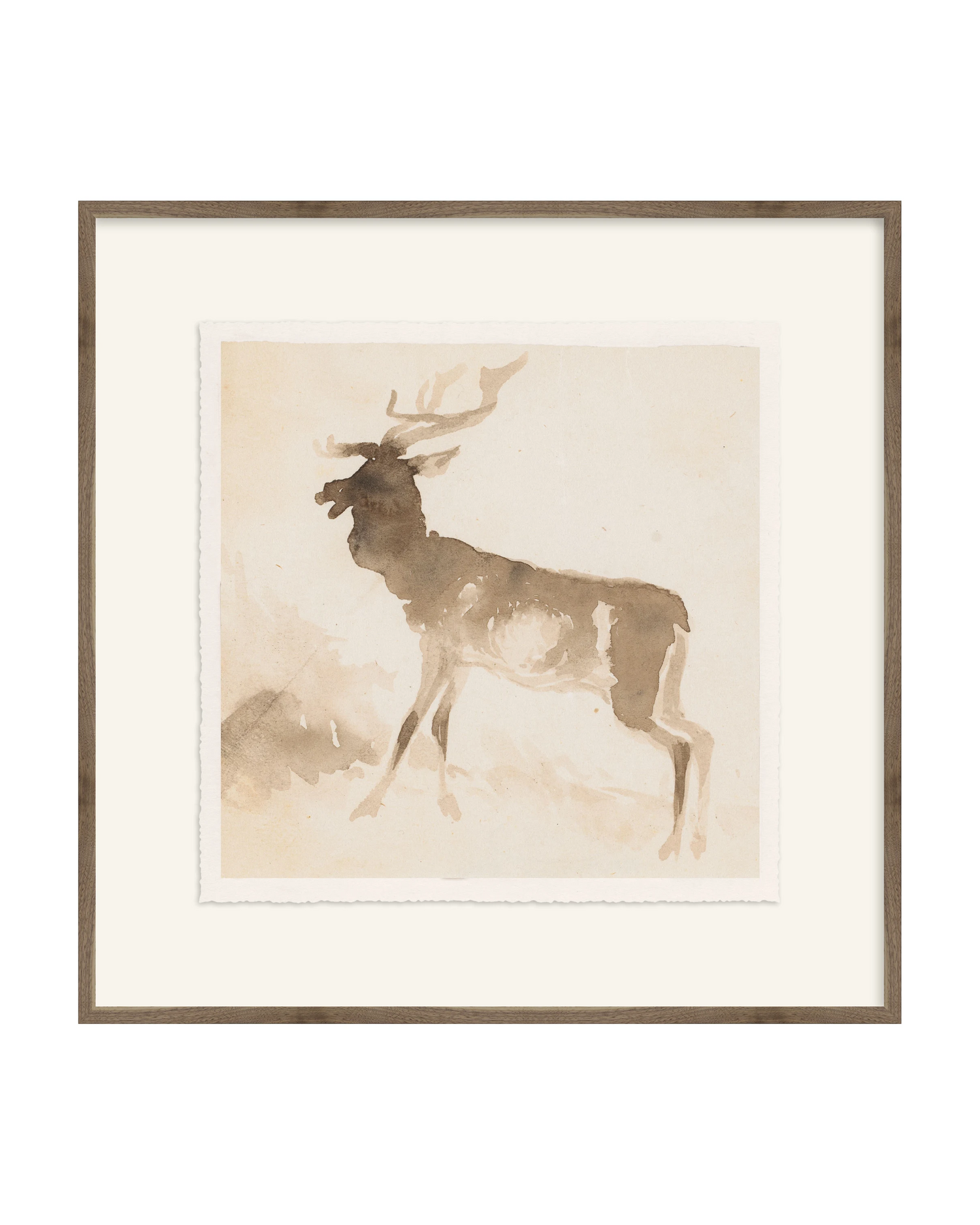 Framed - Matte Walnut - Rag - Warm White Mat / 28.5 x 28.5