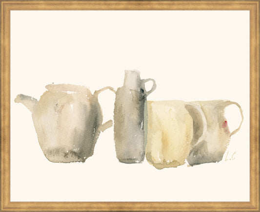 Framed Watercolor Jars. Frame: Timeless Gold. Paper: Rag Paper. Art Size: 16x20. Final Size: 17'' X 21''