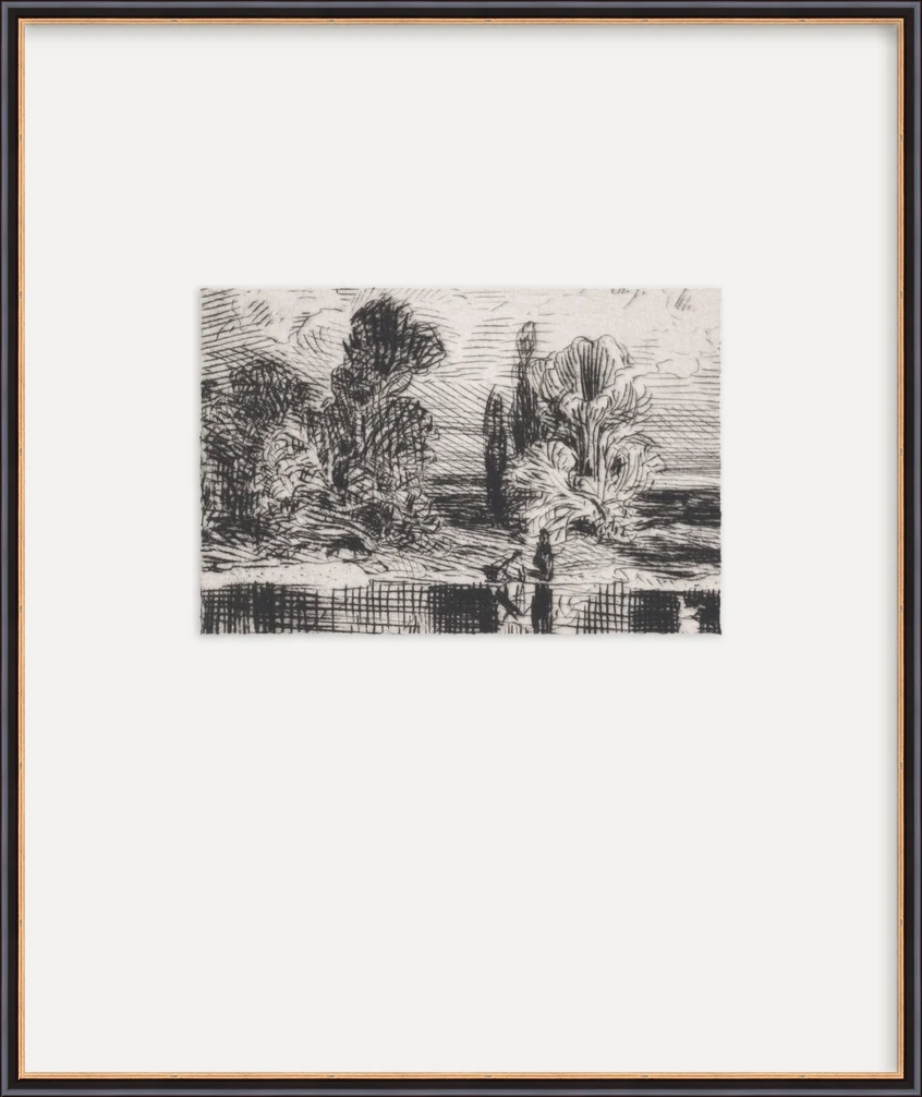Landscape Drawing - Custom Framed Print with Mat