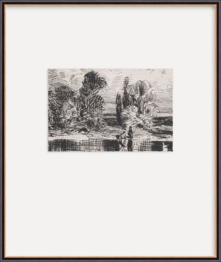 Landscape Drawing - Custom Framed Print with Mat