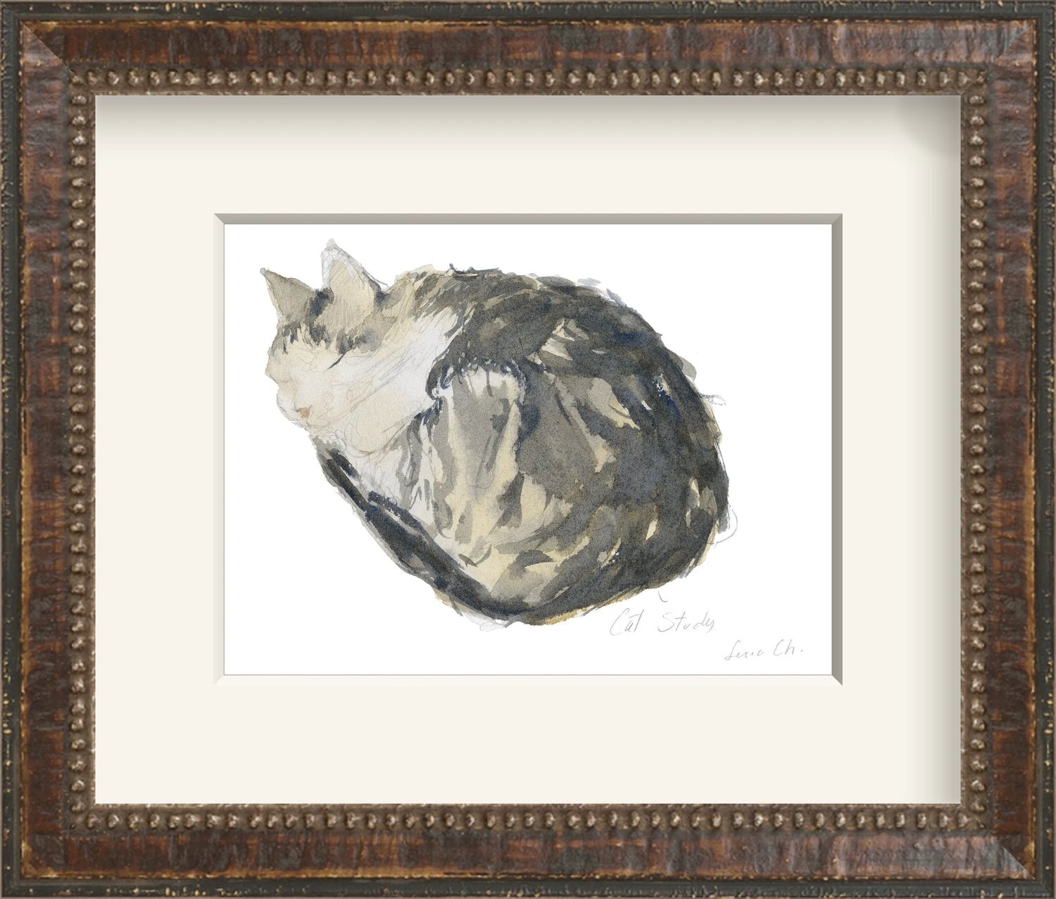 Framed - Aged Tortoise Beaded & Mat / 8.83 x 7.5