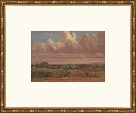 Framed Sunset Prairie. Frame: Embellished Antique Gold. Paper: Rag Paper. Art Size: 7x10. Final Size: 15'' X 18''