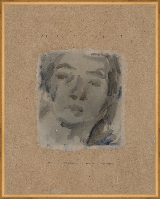 Framed Bemused. Frame: Traditional Gold. Paper: Rag Paper. Art Size: 30x24. Final Size: 31'' X 25''