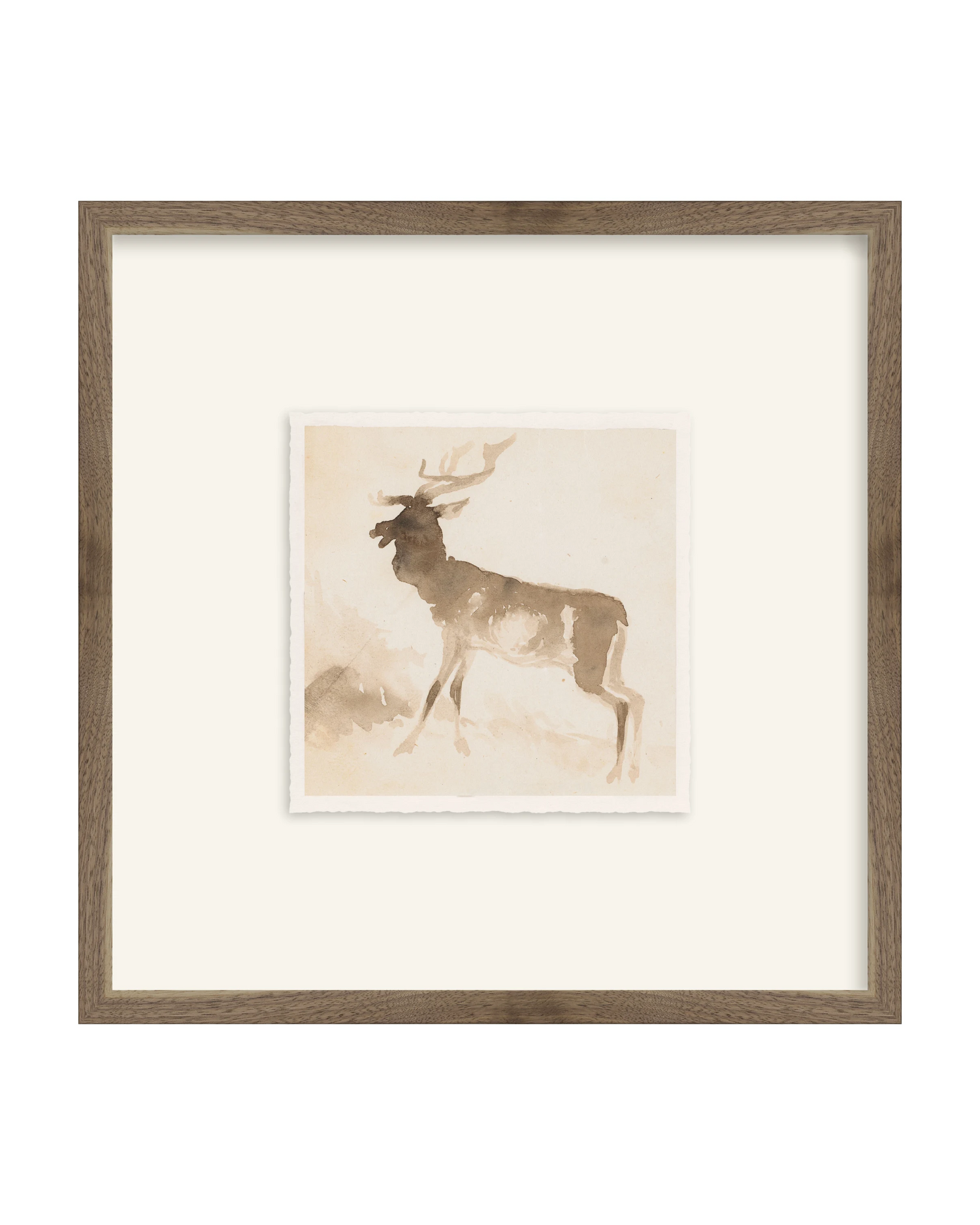 Framed - Matte Walnut - Rag - Warm White Mat / 16.5 x 16.5