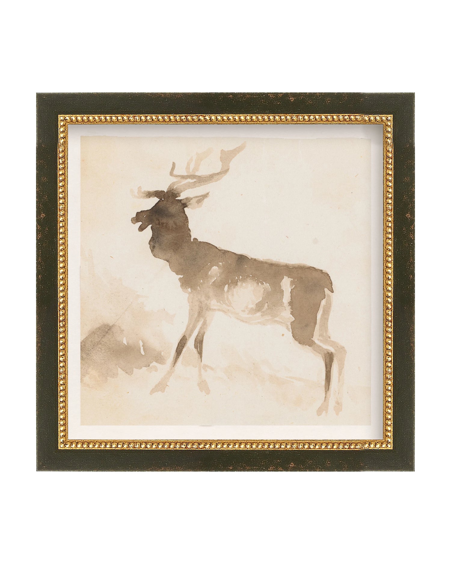 Framed - Vintage Black and Gold - Watercolor - Classic / 9.5 x 9.5