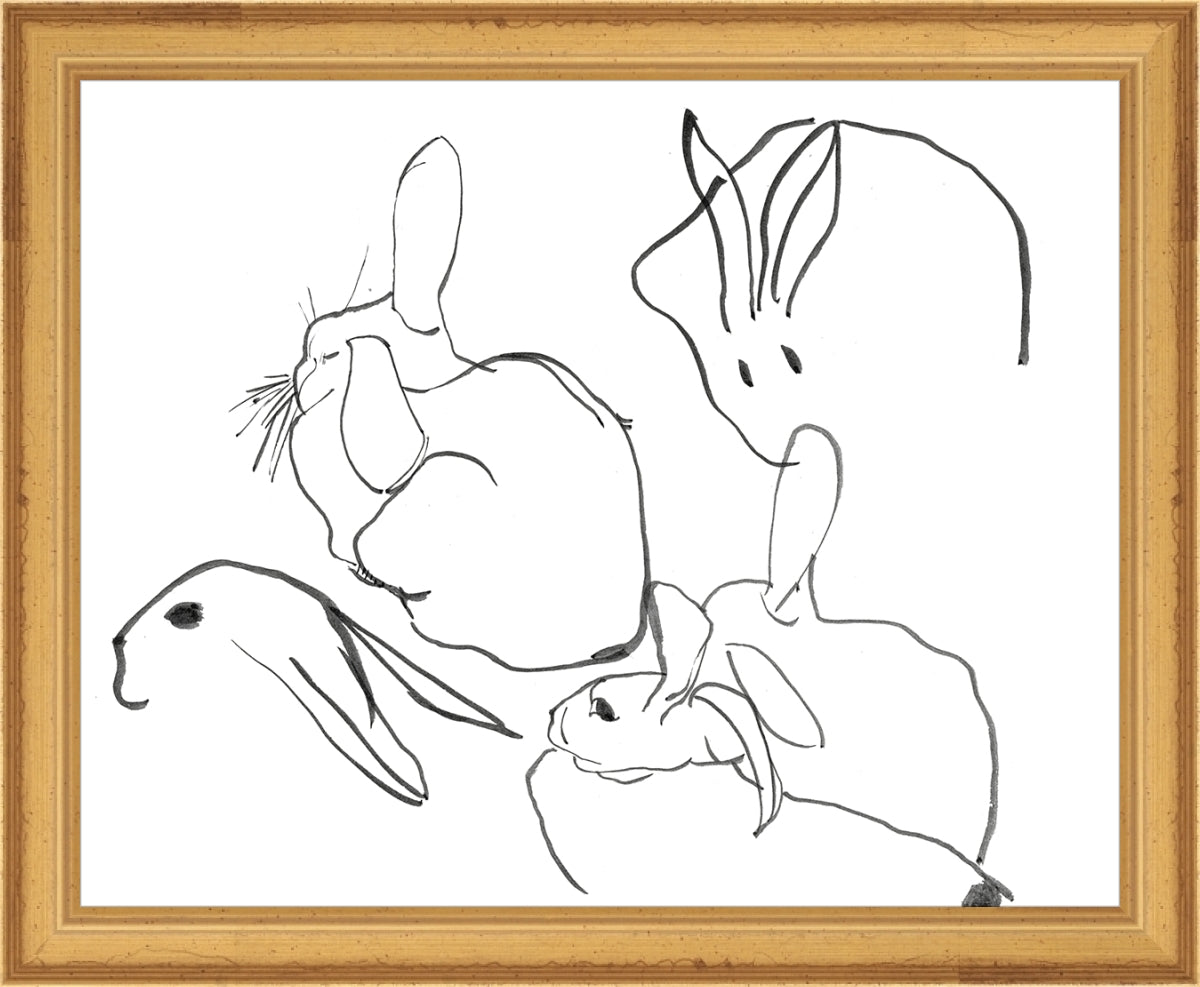 Framed Rabbits. Frame: Traditional Gold. Paper: Smooth Paper. Art Size ...