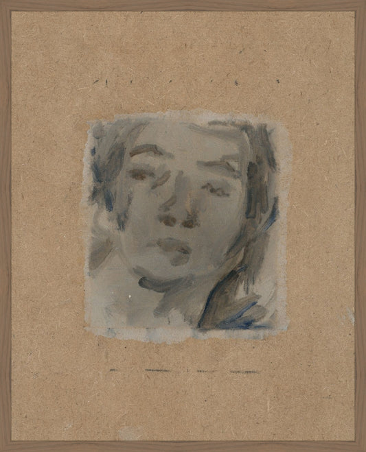 Framed Bemused. Frame: Natural Walnut. Paper: Rag Paper. Art Size: 30x24. Final Size: 31'' X 25''