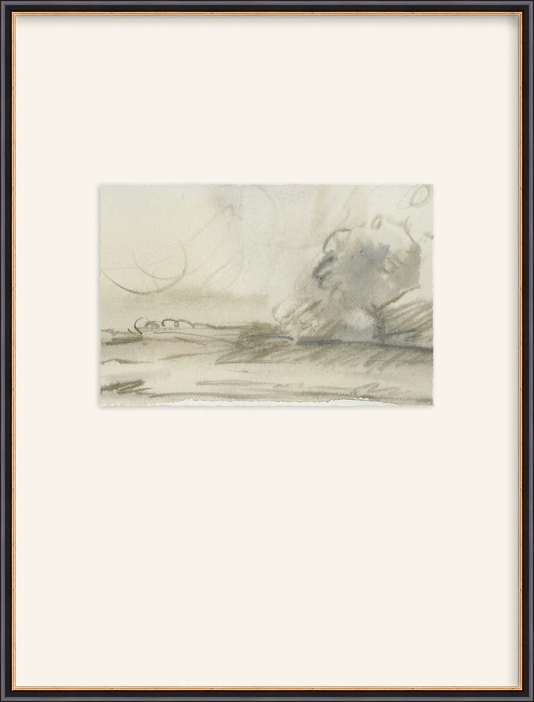 Watercolor Landscape Study I - Custom Framed Print with Mat