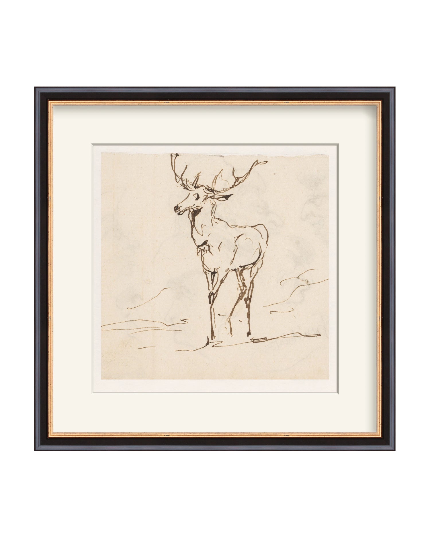 Framed - Traditional Black and Gold - Warm White Mat / 14.38 x 14.5 / Rag