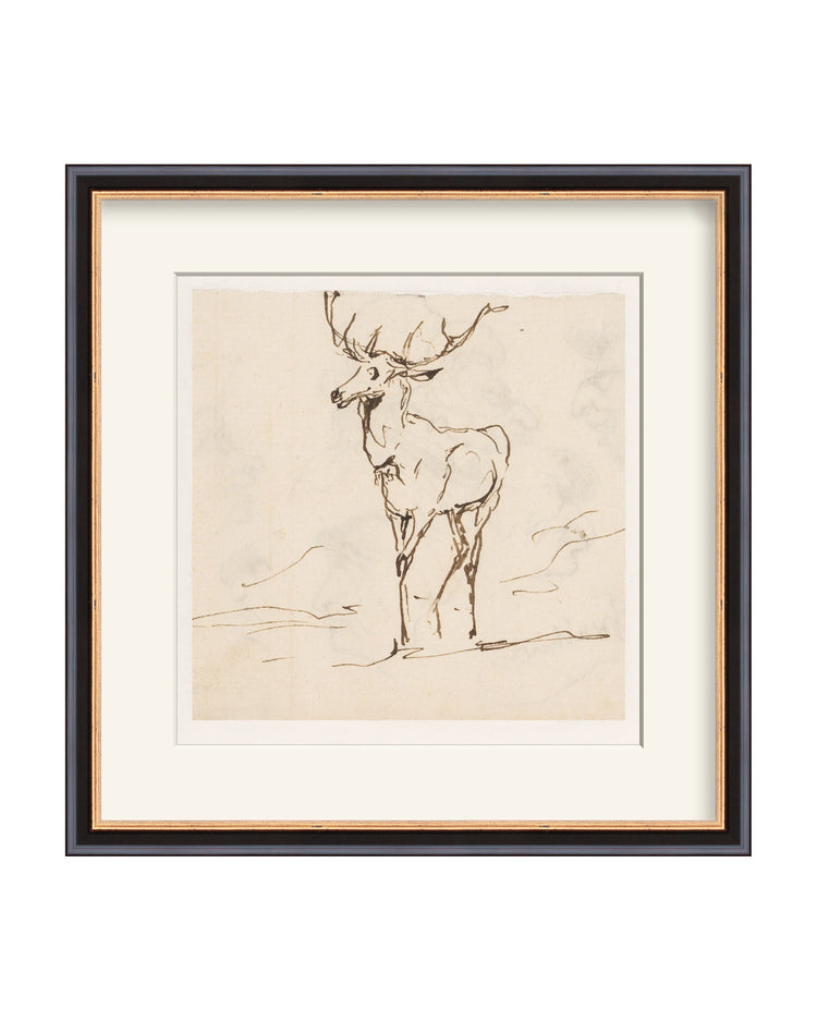 Framed - Traditional Black and Gold - Warm White Mat / 14.38 x 14.5 / Rag