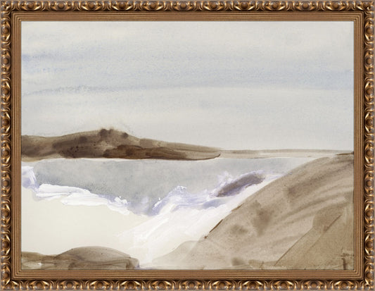 Uploaded Art:Beach Rocks.jpg. Frame: Gold Ornate. Paper: Rag Paper. Art Size: 15x20. Final Size: 17'' X 22''