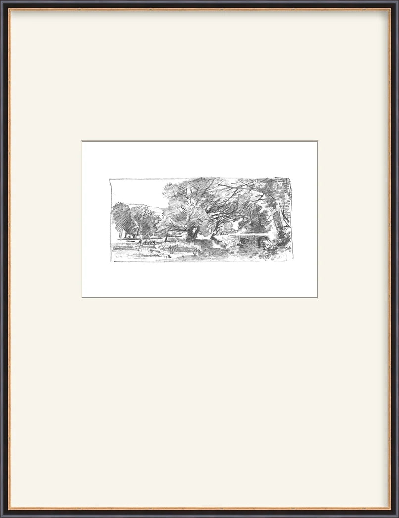 Charcoal Trees 3 - Custom Framed Print with Mat
