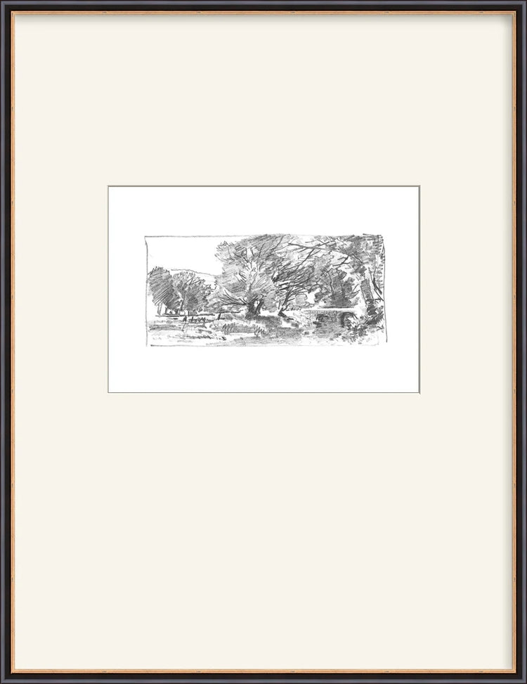 Charcoal Trees 3 - Custom Framed Print with Mat