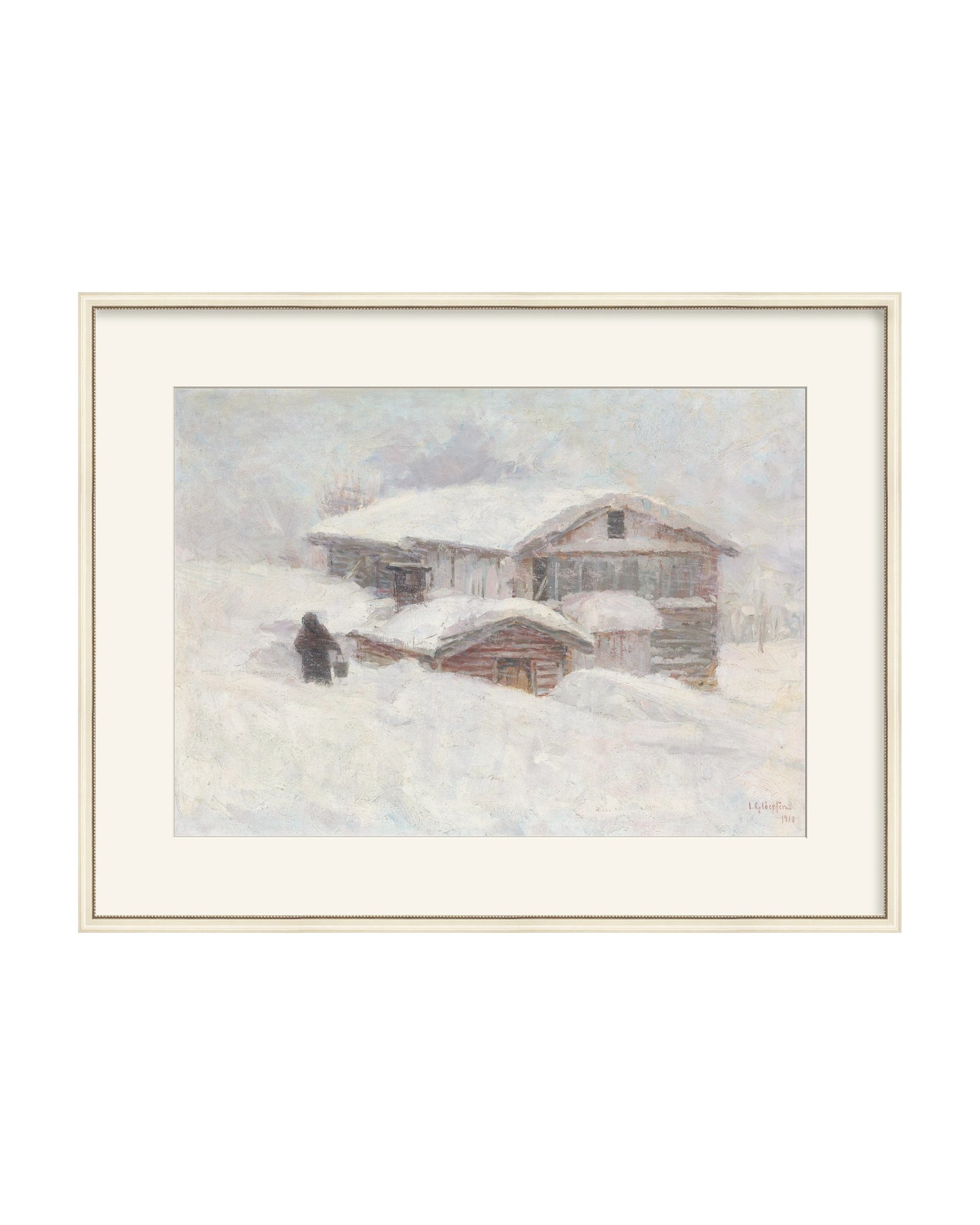 Framed - Antique Ivory - Warm White Mat / 32.75 x 25.56 / Rag Paper