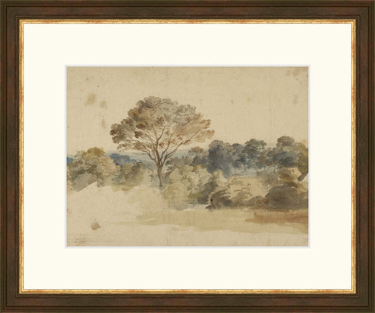 Framed Baroque Landscape. Frame: Classic Black And Gold. Paper: Rag Paper. Art Size: 6x8. Final Size: 10'' X 12''