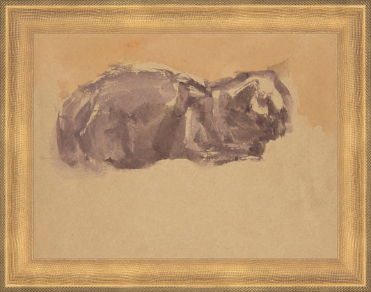 Framed Watercolor Cat. Frame: Timeless Gold. Paper: Rag Paper. Art Size: 6x8. Final Size: 7'' X 9''