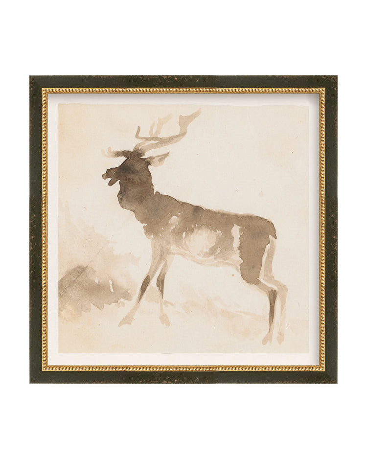 Framed - Vintage Black and Gold - Watercolor - Classic / 13.5 x 13.5