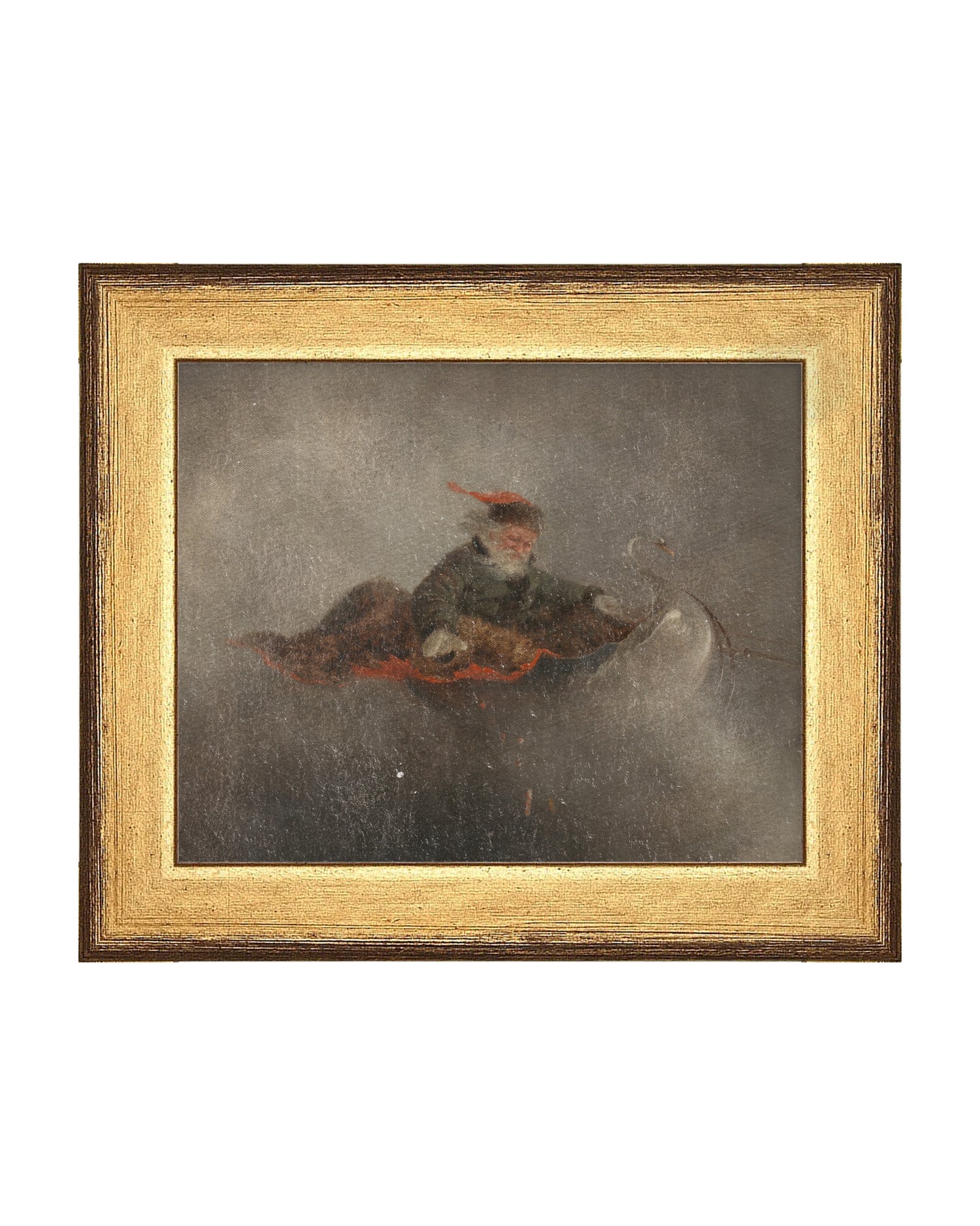 Framed - Antique Gold and Umber - No Mounting / 6.5 x 5.5 / Stretched Canvas