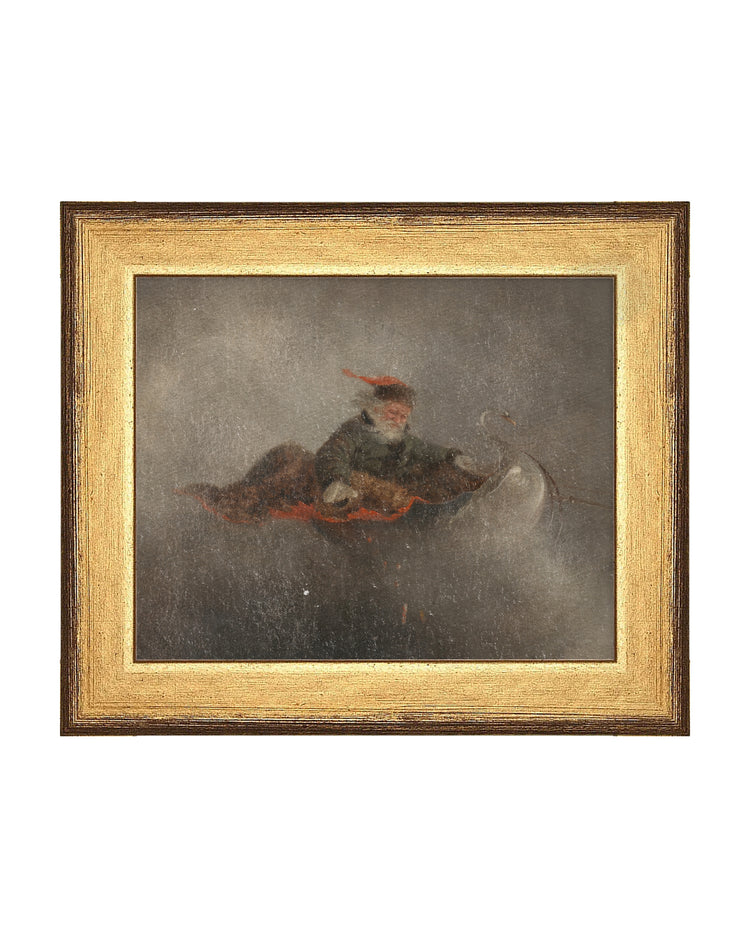 Framed - Antique Gold and Umber - No Mounting / 6.5 x 5.5 / Stretched Canvas