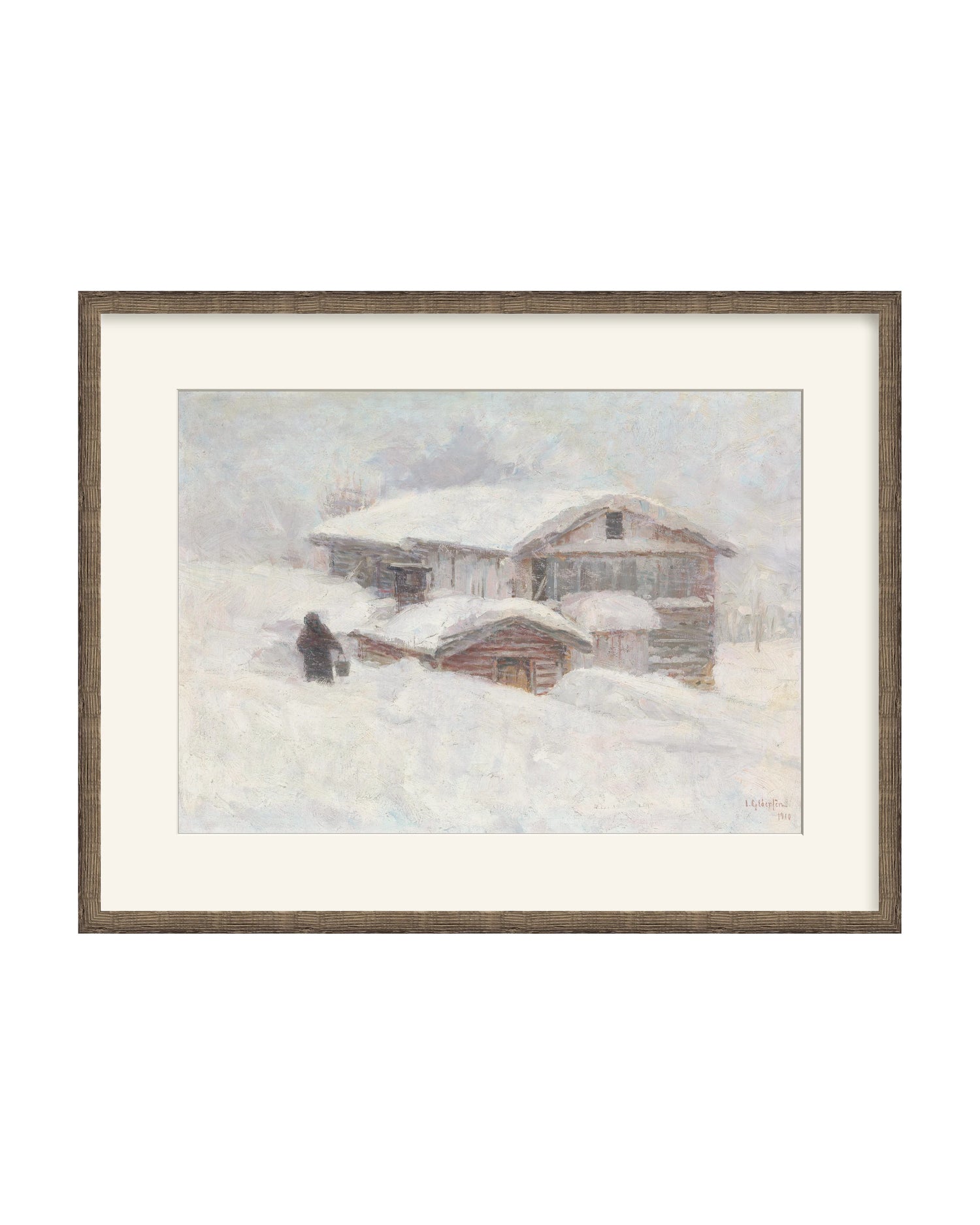 Framed - Driftwood Oak - Warm White Mat / 33.25 x 26.06 / Rag Paper