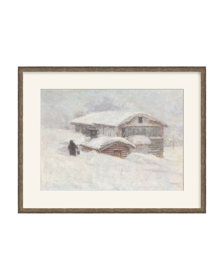 Framed - Driftwood Oak - Warm White Mat / 33.25 x 26.06 / Rag Paper