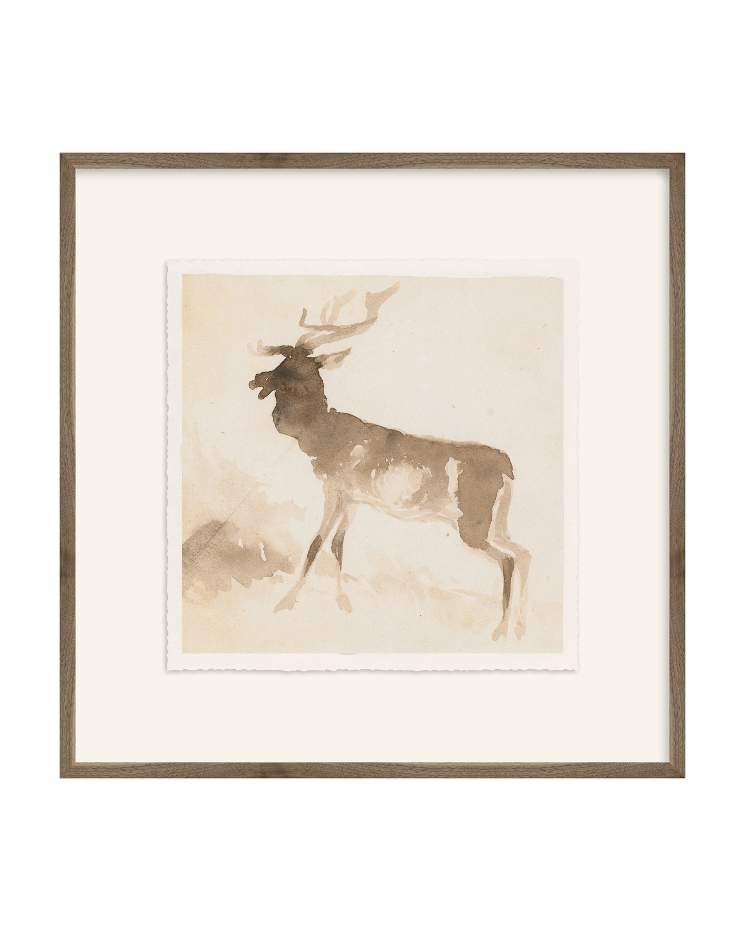 Framed - Matte Walnut - Rag - Warm White Mat / 24.5 x 24.5