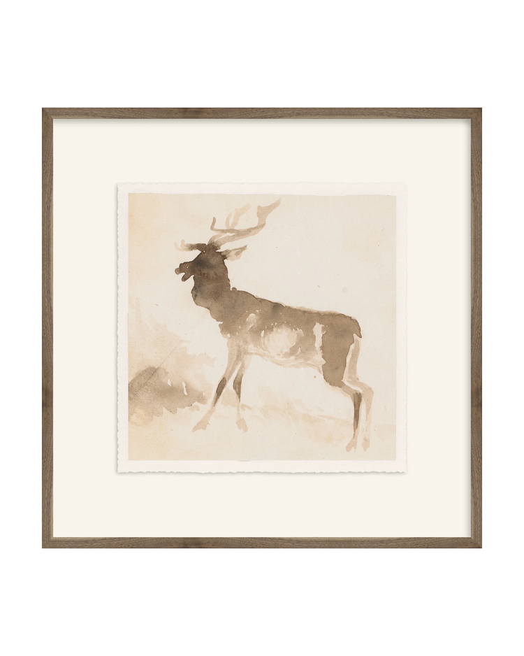 Framed - Matte Walnut - Rag - Warm White Mat / 24.5 x 24.5