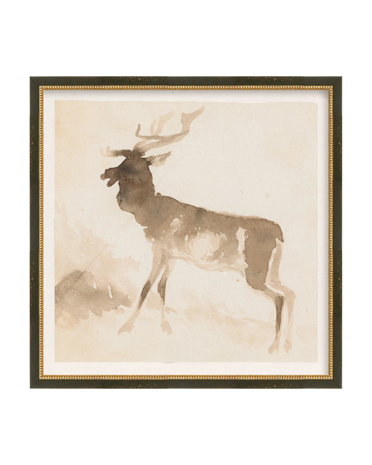 Framed - Vintage Black and Gold - Watercolor - Classic / 17.5 x 17.5