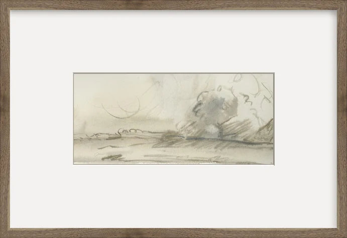Watercolor Landscape Study I - Custom Framed Print with Mat