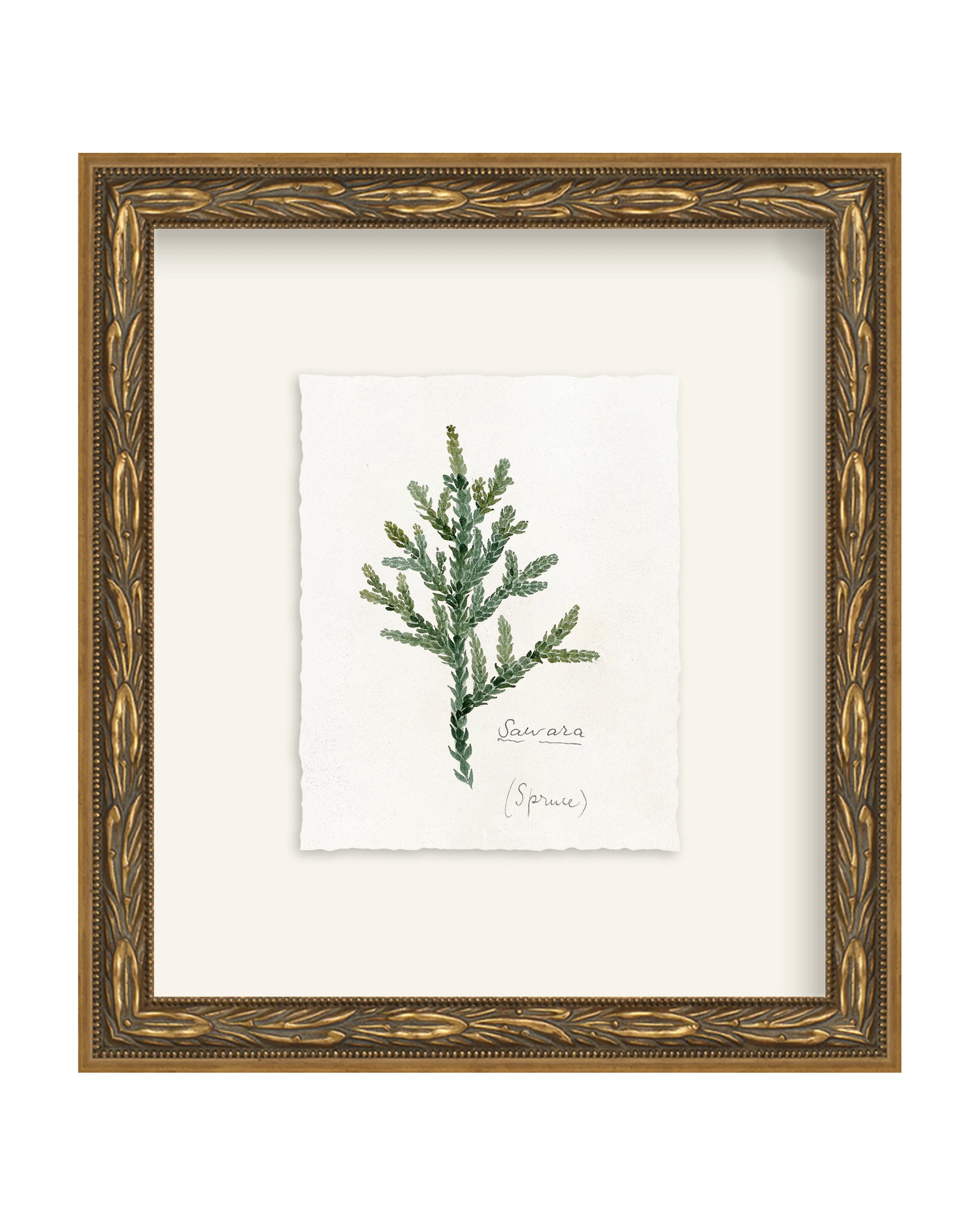 Framed - Laurel Gold - Torchon - Warm White Mat / 8.5 x 9.5