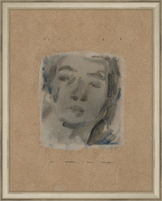 Framed Bemused. Frame: Traditional Silver. Paper: Rag Paper. Art Size: 14x11. Final Size: 15'' X 12''