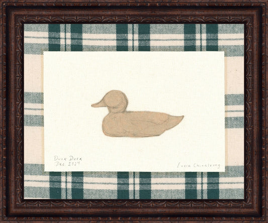 Framed Duck. Frame: Florence Walnut. Paper: Rag Paper. Art Size: 12x15. Final Size: 14'' X 17''