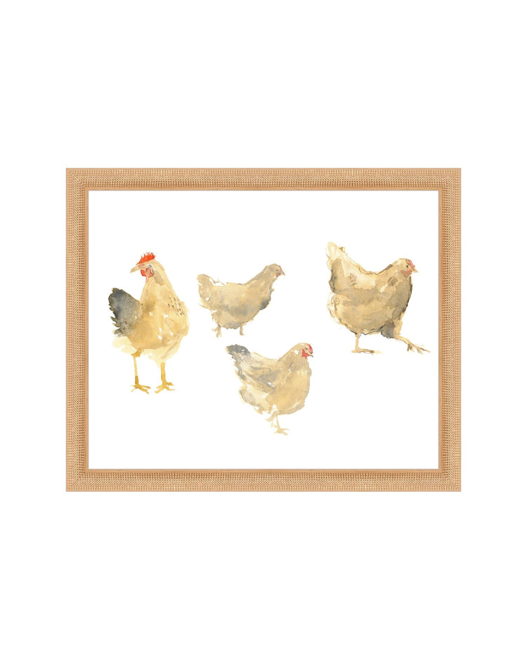 Watercolor Hens