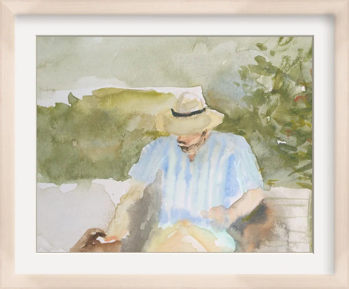 Man in the Garden - Custom Framed Print with Mat