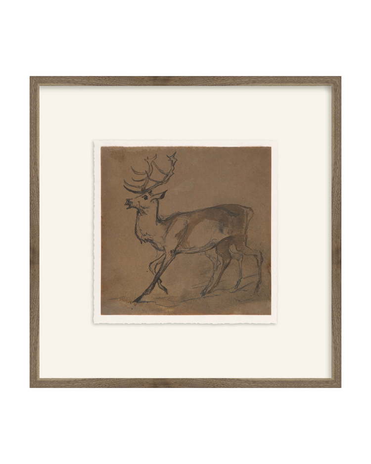 Framed - Matte Walnut - Rag - Warm White Mat / 20.5 x 20.5