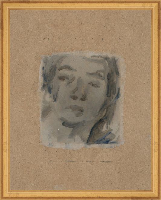 Framed Bemused. Frame: Traditional Gold. Paper: Rag Paper. Art Size: 14x11. Final Size: 15'' X 12''