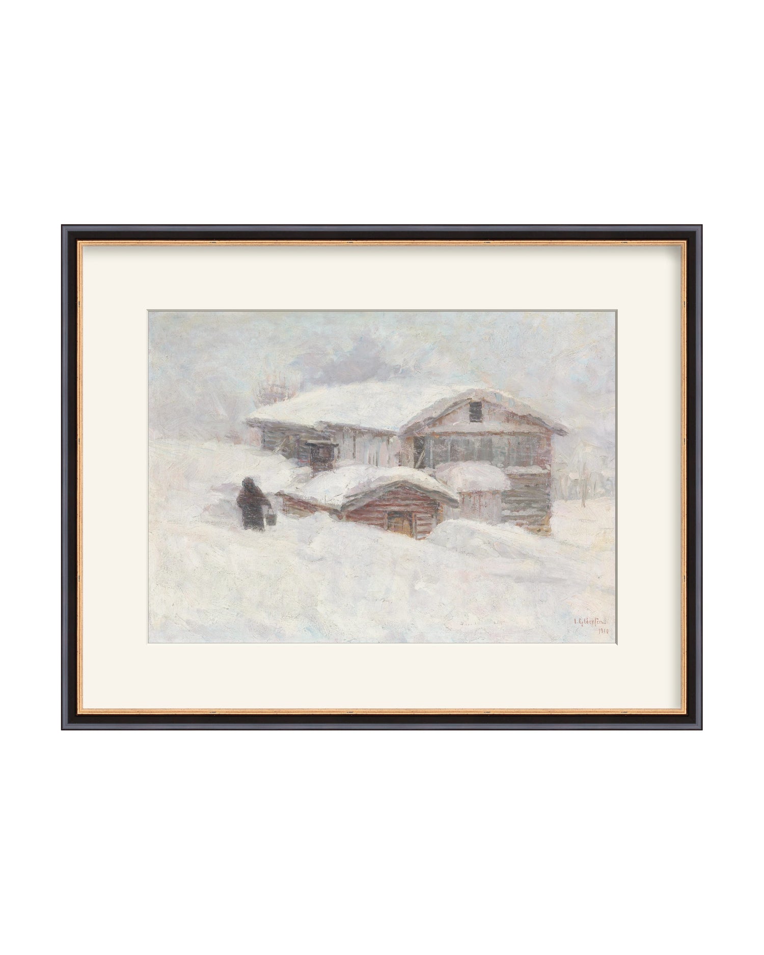 Framed - Traditional Black and Gold - Warm White Mat / 20.5 x 16.19 / Rag Paper