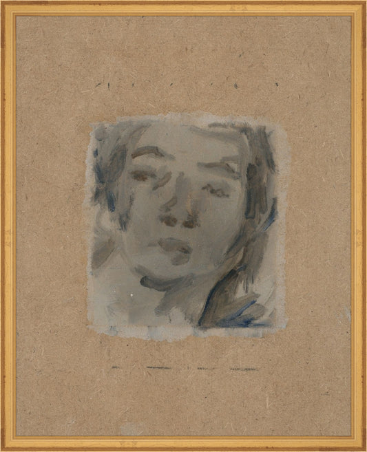 Framed Bemused. Frame: Traditional Gold. Paper: Rag Paper. Art Size: 20x16. Final Size: 21'' X 17''