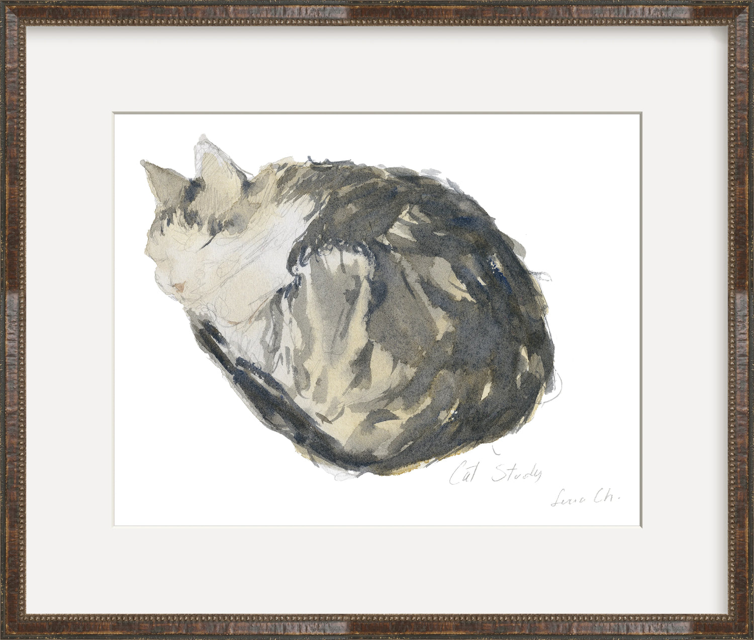 Framed - Aged Tortoise Beaded & Mat / 20 x 17