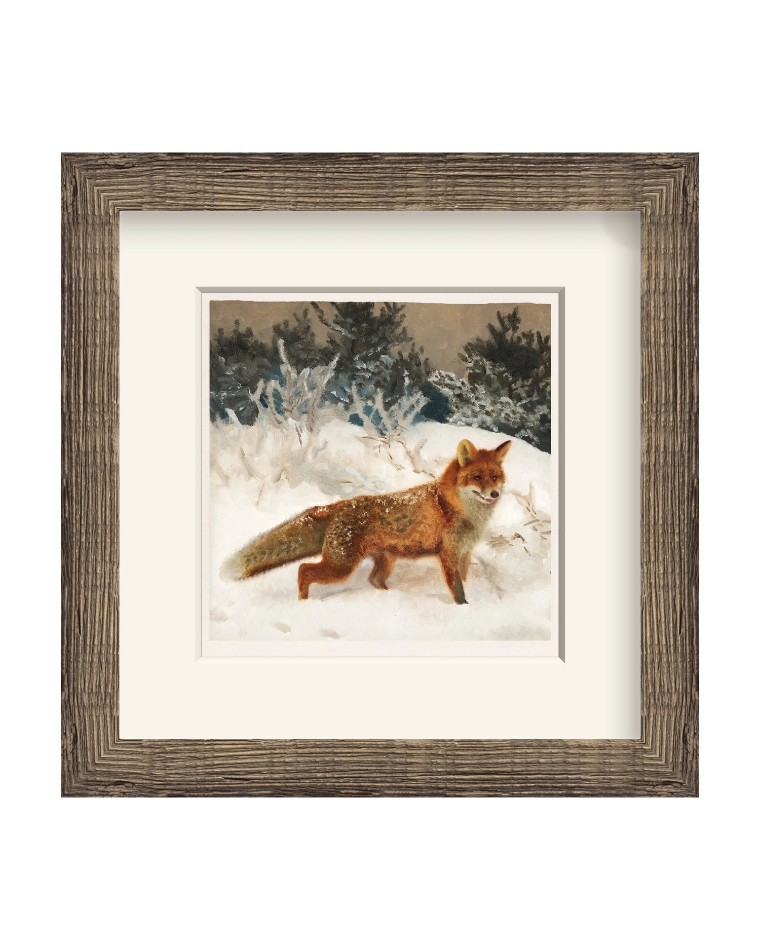 Framed - Driftwood Oak - Warm White Mat / 12.63 x 12.75 / Rag