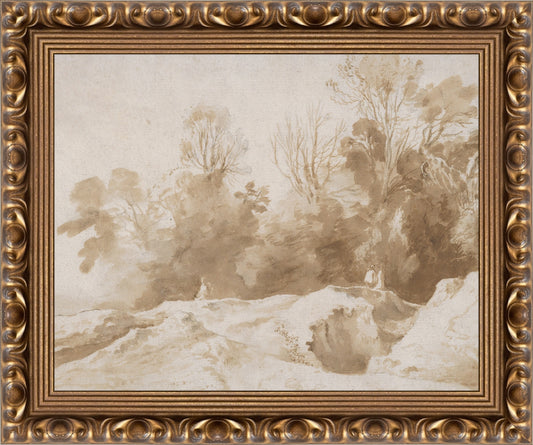 Framed Trees Landscape In Sepia B&L