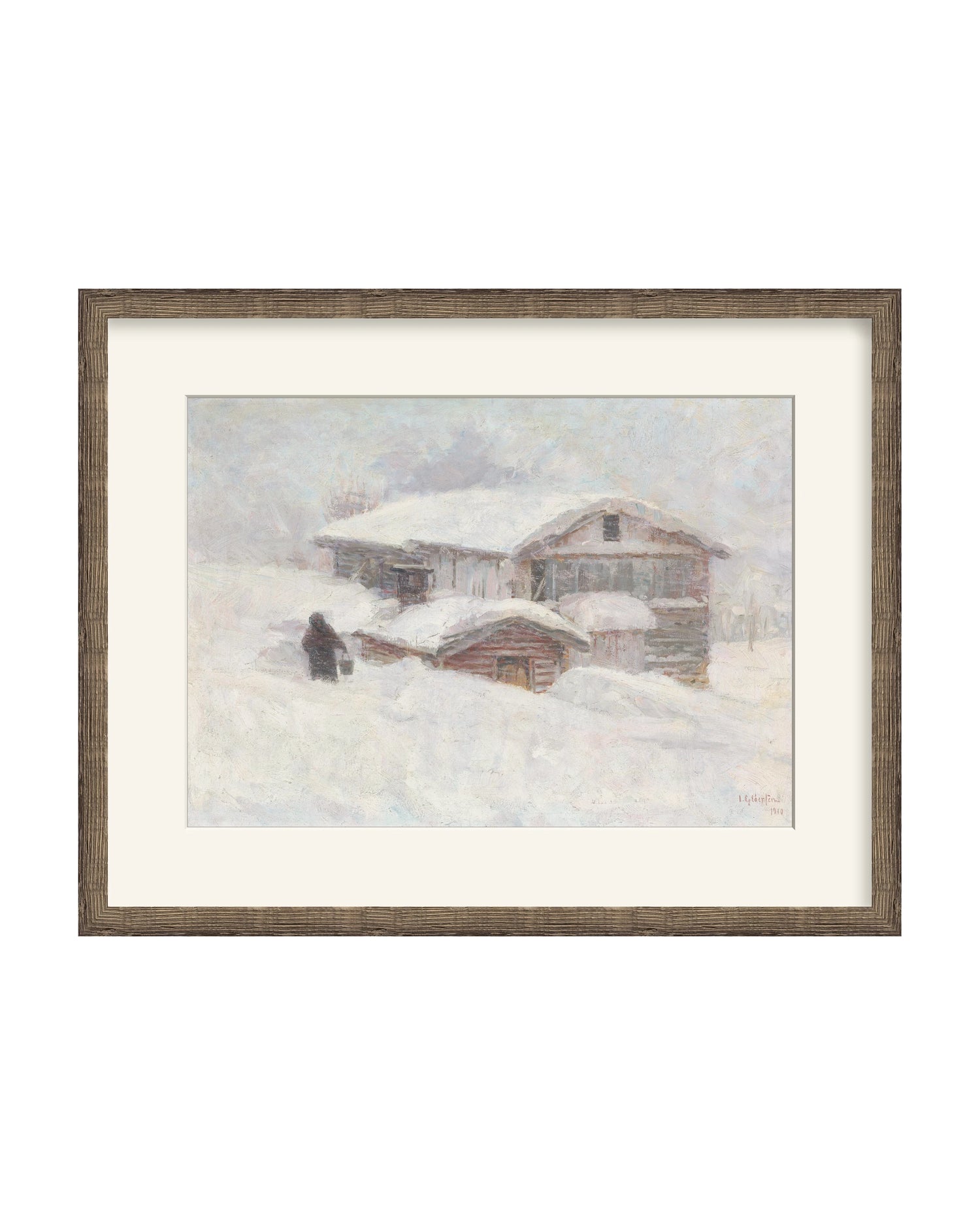 Framed - Driftwood Oak - Warm White Mat / 27.25 x 21.5 / Rag Paper