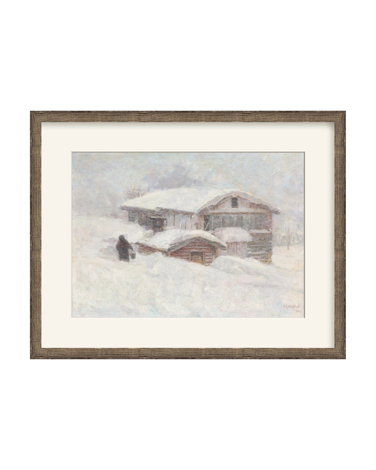 Framed - Driftwood Oak - Warm White Mat / 27.25 x 21.5 / Rag Paper