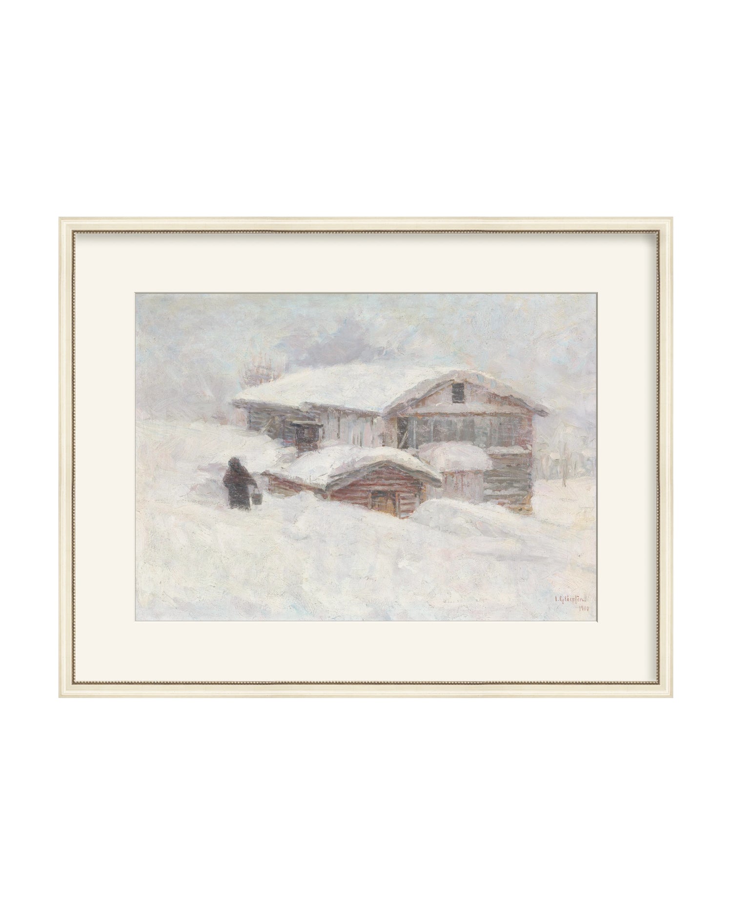 Framed - Antique Ivory - Warm White Mat / 26.75 x 21 / Rag Paper